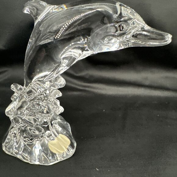 Dolphin Sculpture Wonders of the Wild in Waves Germany 24% Lead Cristal Au Plomb - Picture 7 of 9